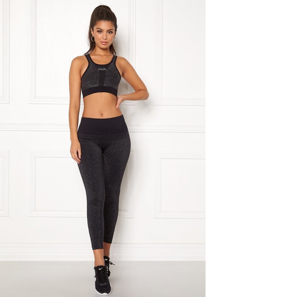 Casall sports bra and leggings black silver size S P1611